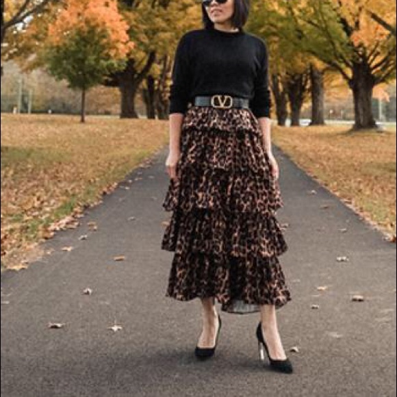 NWT J-Crew Ruffle maxi skirt in leopard - size 8 - Picture 3 of 9